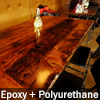 Custom Hand Made Reclaimed Wood Restaurant Tables with Epoxy Resin Finish
